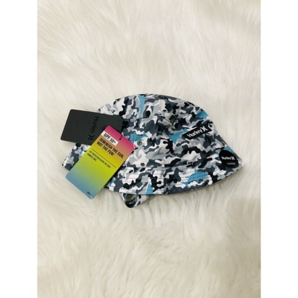 Hurley Toddler Camouflage Bucket Hat Blue Grey White UPF 50+ Sun Protection NEW